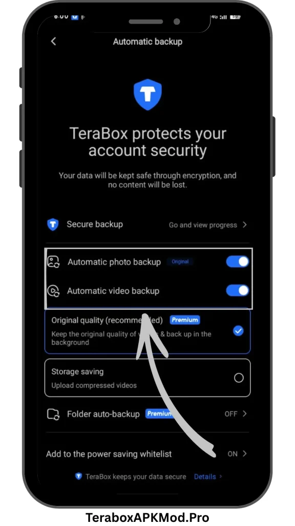 Download TeraBox MOD APK v4.10.2 (Premium Unlocked, No Ads) 6 automatic photo and video backup feature